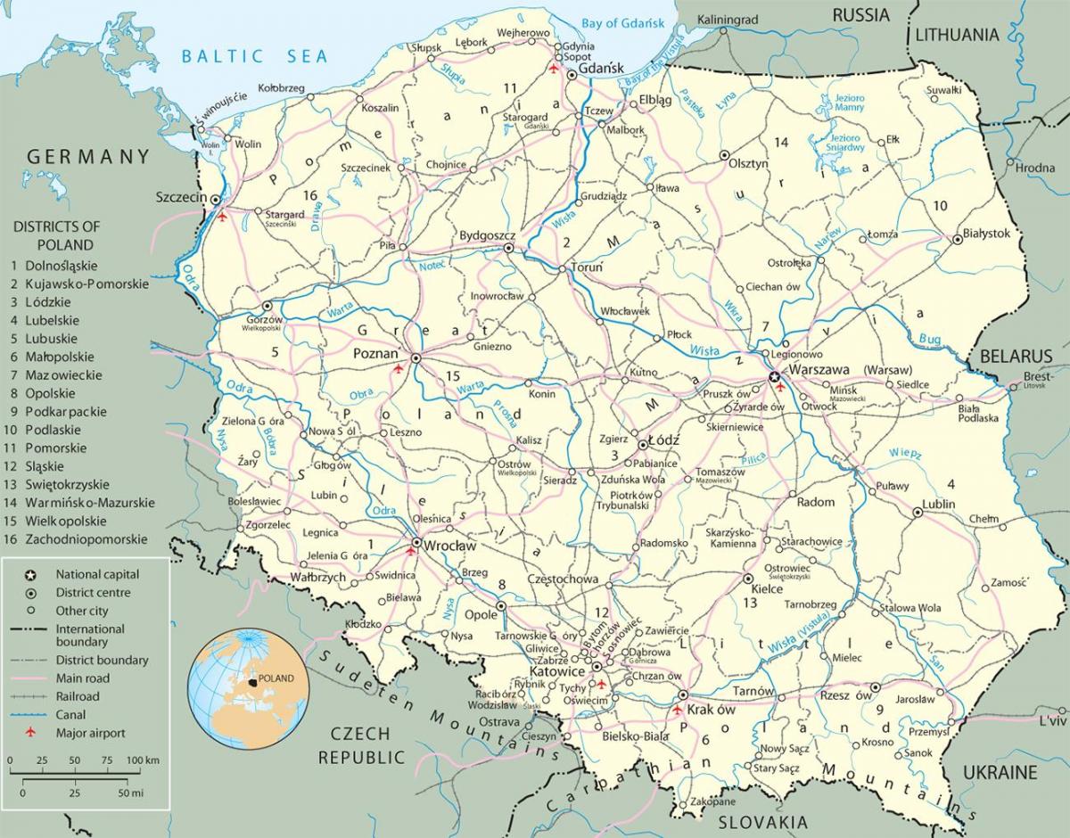 Карта страны Польша