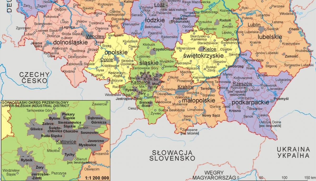 карта Южной Польши