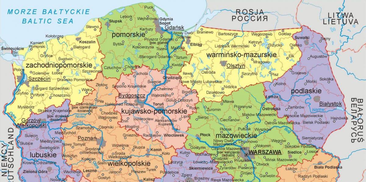 карта Севера Польши